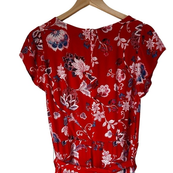 Talbots Red Floral Short Sleeve Dress, Friends Style, 8 - Picture 5 of 10